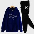 REVIBE - Pink & Black Printed Track suit For Girls & Womens - Soft & Comfortable Fleece Fabric Hoodies For Girls Printed Tracksuit. 