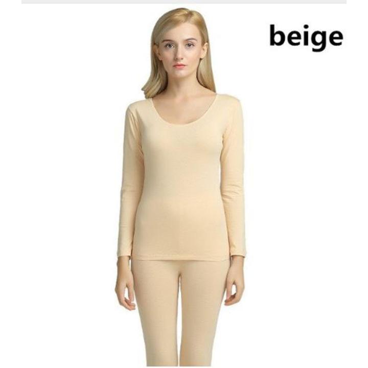 Women Ladies Girls Premium Full Body Suit Thermal Body Warmer Skin Tight Stretchable Innerwear Winter Warm Long Johns Trouser Pajama Full Sleeve Shirt Skin Color