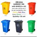 Dustbin 240 liters with wheels / Big size dustbin / dustbin big size / dustbin for outdoor garbage / Outdoor Garbage Bin with Wheels - 240 Liters - Wheeled Waste Trash Can - Outdoor Wheeled Dustbin - Heavy Duty. 