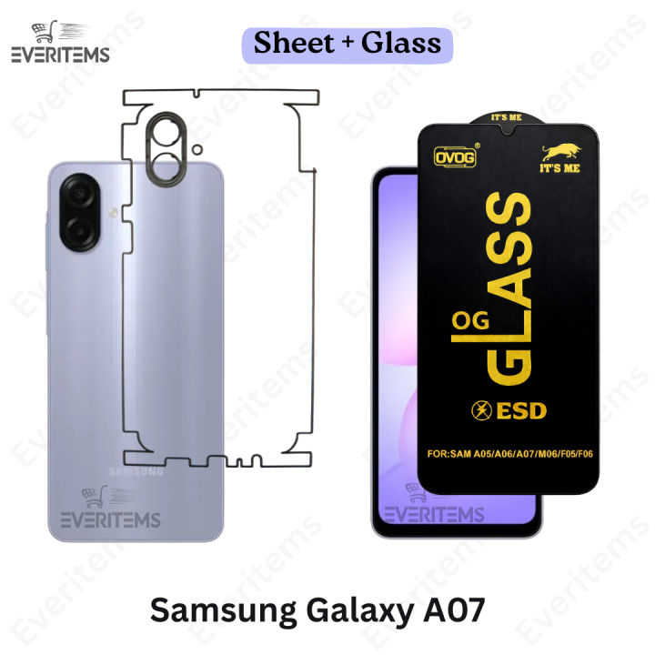 Samsung Galaxy A07 Front OG Tempered Glass + Back Sheet Combo – Full ...