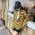 Plaid Shirt Women's New Spring and Autumn Clothing Long Sleeve Loose Korean Style Shirt Retro Hong Kong Style Top. 