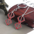 Anime Berserk Red Logo Necklace Keychain Guts Slave Brand Logo Pendants Cosplay Props Gift For Men Women Backpack Jewelry. 