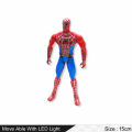 3 Pcs Set - Marvel Avengers and DC Superhero Action Figures Toys For Kids and Boys - Spiderman Superman Batman - Movable With Led Light - Size 15cm. 