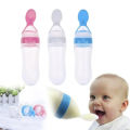 Silicone Baby Spoon Feeder Squeeze Feeding Bottle With Spoon Food Rice Cereal Feeder 90ML. 