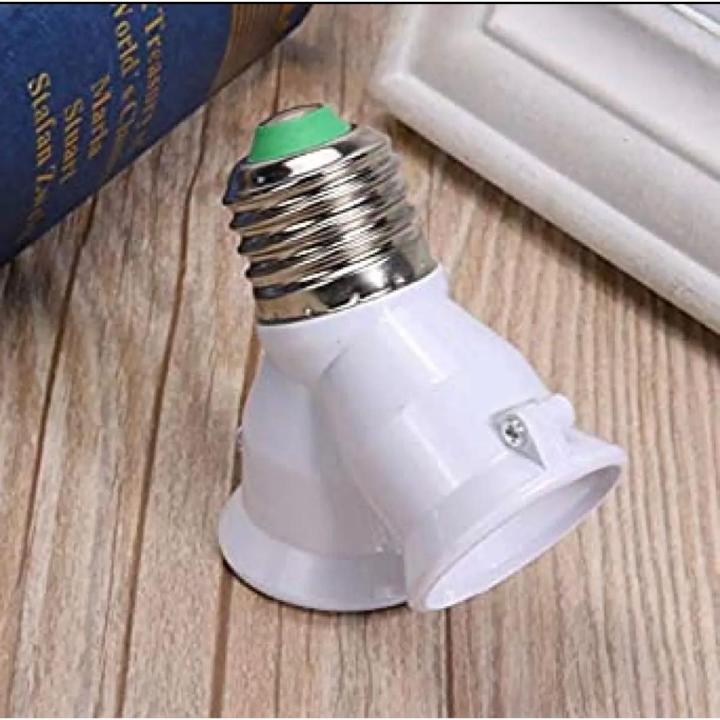 2 in 1 Lamp Holder, Dual 2X E27 Dual Lamp Holder- E27 2 in 1 LED Bulb Lamp Holder E27 Base Socket Bulb Adapter Holder