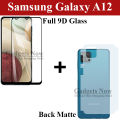 Samsung Galaxy A12 Full Black 9D|5D|6D|10D|11D|21D Tempered Glass Screen Protector Full Glue Edge To Edge + Back Matte Protector Soft Skin Sheet Soft Film Protection For Samsung Galaxy A12. 
