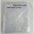 White Embroidery Lace Half Seat Covers with Toyota, Honda & Suzuki Logo:  8 Pcs. 