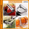 High Quality Stainless Steel 3 in 1 Fruit Peeler Julienne Vegetable Cutter, Peeler Multifunction Julienne Peeler Vegetable Peeler Double Planing, Julienne Peeler Double Sided Blade Stainless Steel, Cutter Slicer, Fruits, Vegetables. potatoes peeler. 