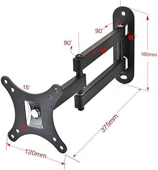 Adjustable rotating TV Wall Mount Bracket Flat Panel TV Frame Support 15 Degrees for 14 - 24 Inch LCD LED Monitor