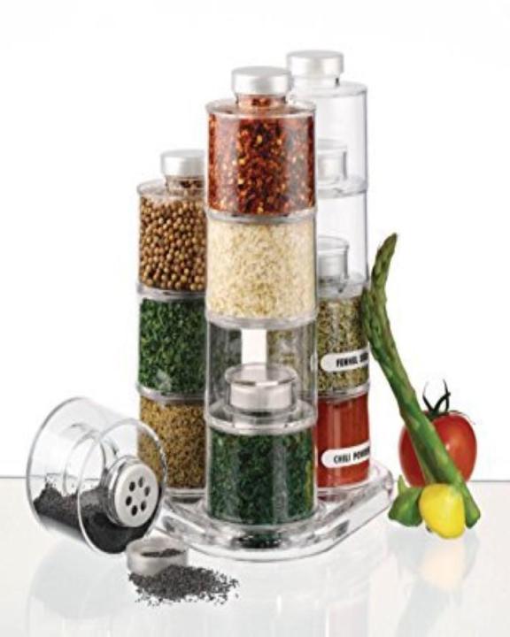 12 Spice Jar Spice Tower Carousel Spin Carousel Design Herb Spices Seasoning