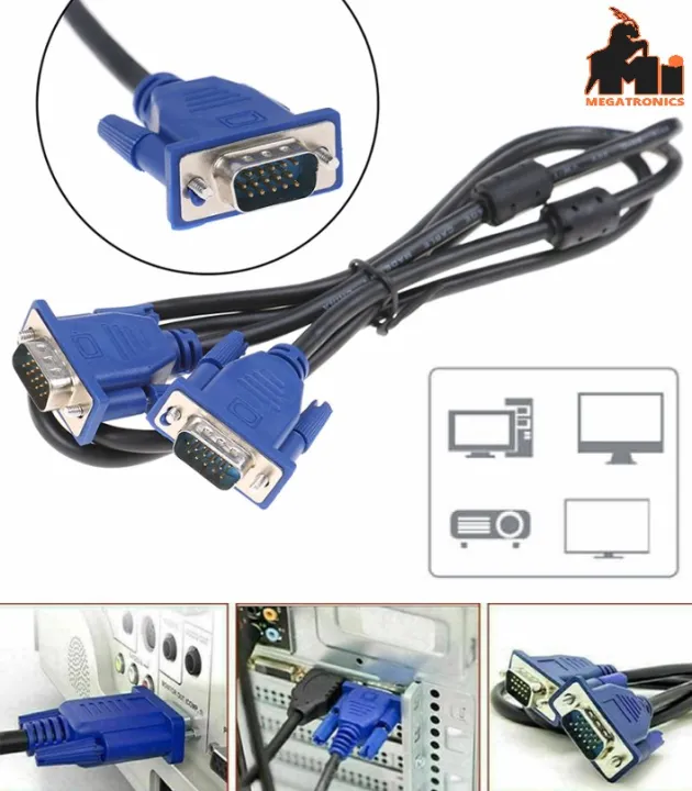 VGA%20Cable%206%20feet%20for%20Computer%20PC%20Laptops%20TV%20Projectors%20High%20Resoluton%20Exteme%20Durable%20VGA%2015%20Pin%20Connector%20-%20Image%202
