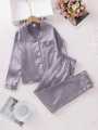Printed Sexy Silk Ladies Sleepwear Set Night Dress with Shirt and Trouser (Complete Sleeping Suit) for Women and Girls. 