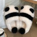 Cozy Soft Winter Panda Slippers Fluffy Animal Panda Plush Slides Cute Thick Sole Girls. 