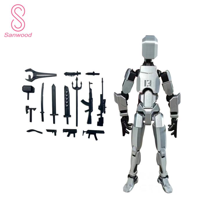 3d Printed Action Figure 15 Weapons Robot Action Figure Multi-jointed Movable 3d Printed Model Articulated Dummy Figurine for Kids Adults Unique Gift Idea Poseable Robot Figure