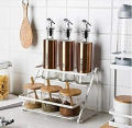 High-Quality 2-Tier Metal Spice Rack for Kitchen | Multipurpose storage rack Organizer-Spice Racks with Spice Jars,Wall Mounted Spice Rack,Portable Jar Stand,Bathroom Storage Shelf,Shampoo Holder,Makeup Stands!-kitchen and bathroom organizers-black-white. 