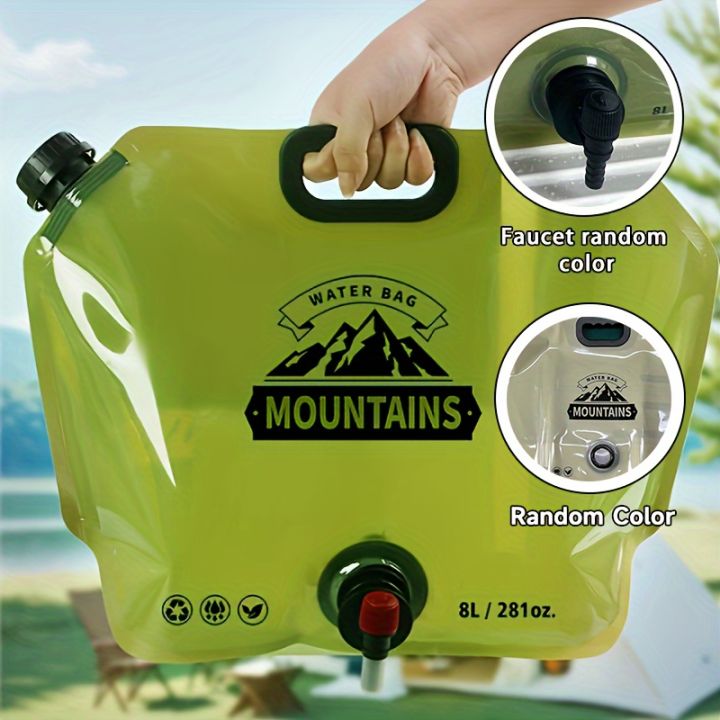 8L Portable Collapsible Water Container with Spigot – BPA-Free PET Water Storage Bag for Camping, Hiking, Travel & Emergency Use