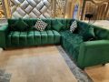 Metro Furniture - L Shape Premium Sofa | Completely Velvet Furnished | Tufted Back & Seats | With Cushions |. 
