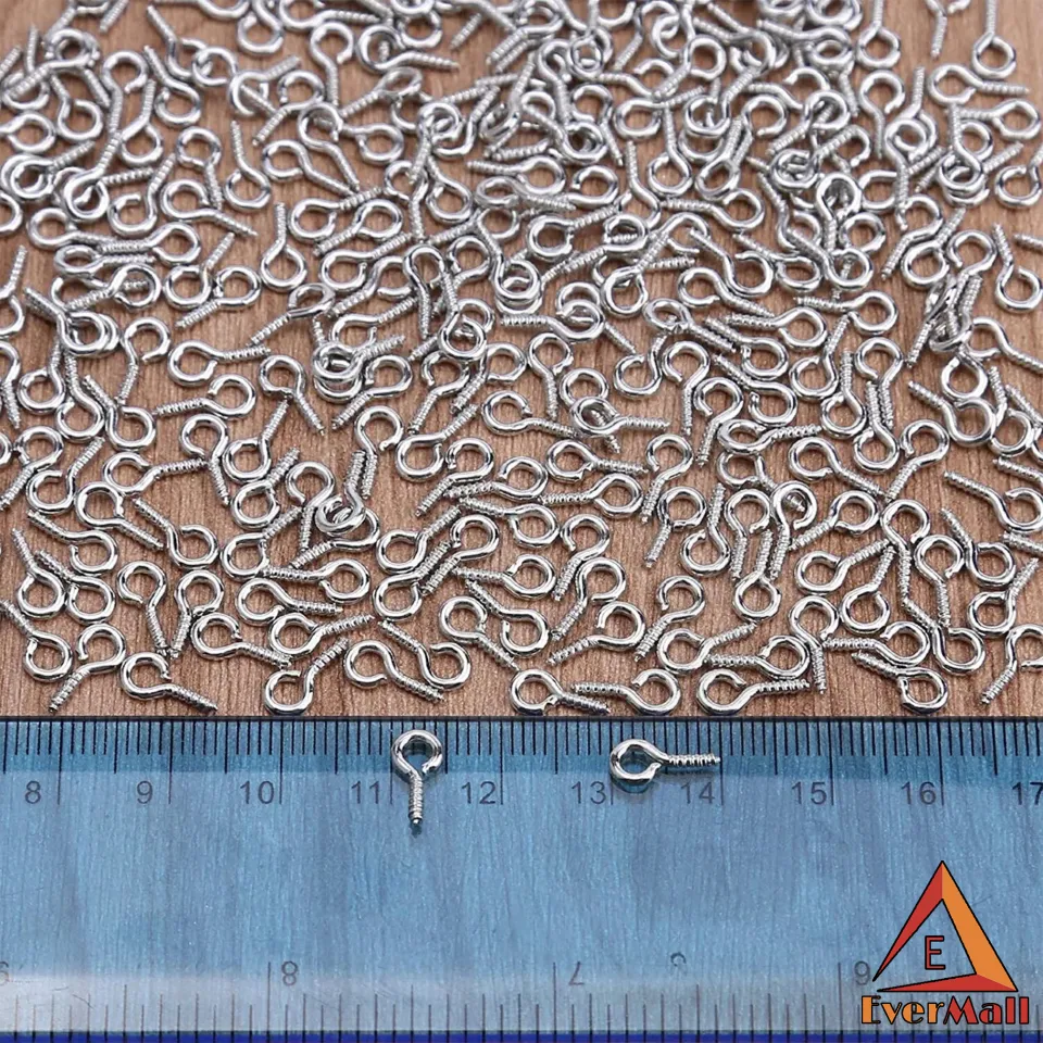 Hocansen 300 Pieces Small Screw Eye Pins 13x6mm Eye Pins Hooks Mini Screw Eye Pin Peg For Cork Top Bottles Charm Bead DIY Jewelry Making (13 * 6mm