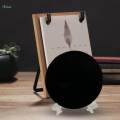Feng Shui Black Obsidian Scrying Mirror, Black Obsidian Disc with Stand, Round 6cm. 