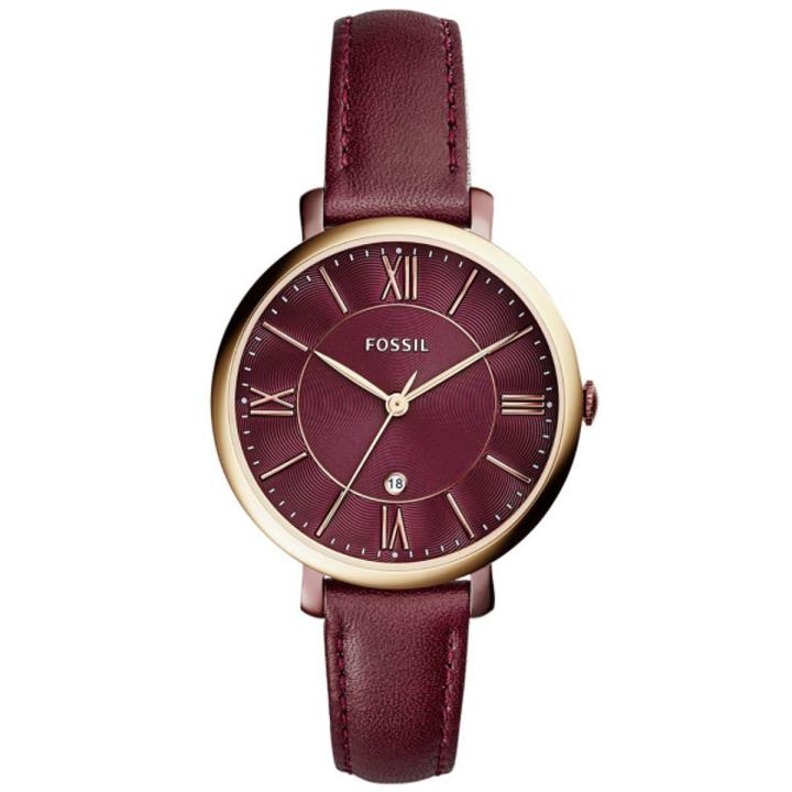 Fossil Burgundy Dial Burgundy Leather Strap Watch For Women ES4099
