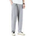elegantstunning Men Linen Trousers Summer Loose Casual Pants Straight Large Size Breathable Long Pants. 