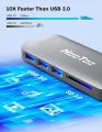 HooToo USB C Hub, HooToo USB C Adapter/Charger USB C to USB 3.1 with Type C Charging Port, USB C to HDMI Output, Card Reader, 3 USB 3.0 Ports – Silver ORIGINAL UK ZONE. 