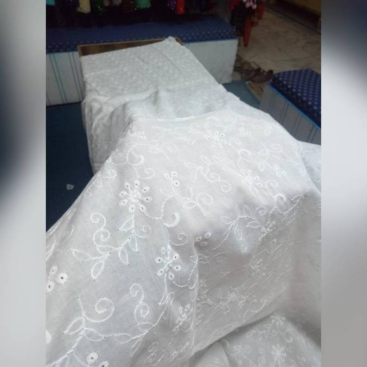 100% Pure Lawn White Hand Work Shawl for women
