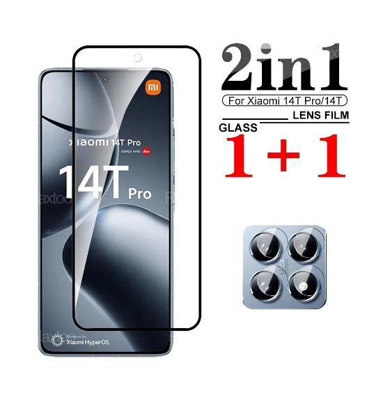 Xiaomi 14T Pro Tempered Glass Screen and Camera Lens Protector 2 in 1 Full Coverage 9H Hardness