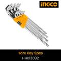 Ingco 9pcs Torx Key Set T10-T50 (extra long arm). 