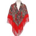 Ukrainian Embroidery Square Shawls Russian Scarf Babushka Retro Fringed Cotton Bandana Winter Scarf Woman Wrap Hijab Poncho Cape. 
