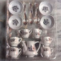 Coffee Set Toy For Kitchen Playset - 14 Pcs - white. 