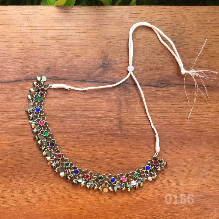 Afghan/Turkish Turkmen blue silver & red multicolor jewellery necklace/choker kuchi style jewelery desi ethnic traditional tribal antique cultural wear unique turkman or afghani jewellery
