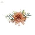 Hand Flower Brooch Pin with Rose Bud for Bridesmaid Party Groom Groomsmen Brooch. 