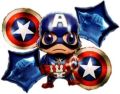 Captain America Avengers Theme Party Combo Set - Foil Helium Latex Balloons, Stars, Round Balloons, Foil Curtains, Happy Birthday Banner, Paper Plates, Goodie Boxes, Table Cover for Birthday Decorations, Baby Showers, 6 Month Birthdays and Boys Room Decor. 