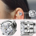 Zircon magnet earrings clip-on earrings for men 1-10 pairs of crystal strong magnetic earrings for women punk round non-pierced jewelry. 