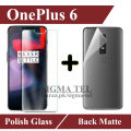 OnePlus 6 Tempered Glass Premium Quality Screen Protector + Back Matte Protector High Quality Soft Skin Sheet For 1+6. 