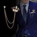 Crown Brooch For Men For Shirt Jacket Coat Wedding Party Jewellery Gift. 