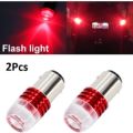 2Pcs Red 1157 2357 Strobe Flashing LED Projector Bulbs For Car Tail Brake Lights Auto Turn Signal Lamp Bulb. 