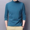 Autumn and Winter Stand Collar Men's Long SleeveTT-shirt Fashion Double-Sided Velvet Half Turtleneck Zipper Sweater Thermal Bottoming Shirt. 