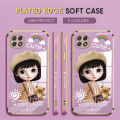 (Free Lanyard) Luxury 6D Plating Case for Samsung Galaxy A22 5G Back Cover Cute Satchel Girl Side Pattern Soft Silicone Square Phone Cases. 