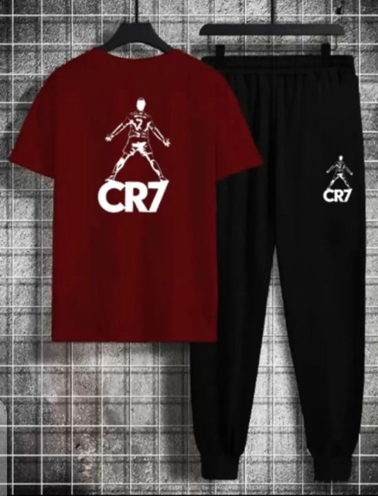 Cr7 Cristiano Ronaldo Printed Cotton Half Sleeves O Neck Trouser & T Shirt For Men & boys