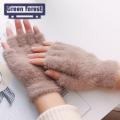 Green forest Winter Gloves Wear Resistant Women Winter Warm Half Finger Gloves Gift. 