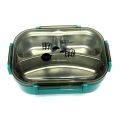ARSH- Stainless Steel Lunch Box with Spoon 3-Compartments SUS304 Vacuum Inner Compartments Lunch Box. 