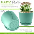 Fast Forward Small Decorative Flower Pots with Drainage - Plastic Planters for Indoor Plants, Flowers, Cactus, and Succulents Set of 2 different Size (without Plant). 