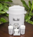 Cooler with Stand & 6 Cups Thermos Al Haram Zamzam Water Dispenser 2l Inspired by the Holy Mosques of Mecca & Medina High-Quality Water Cooler for Hajj, Umrah, Ramadan Religious Water Dispenser. 