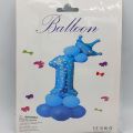 1 NUMBER BLUE FOIL BALLOON WITH BLUE CROWN FOIL BALLOON AND LATEX BALLOONS. 