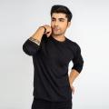 JACK BEOS Basic Jet Black Full Sleeves T-shirt For Men. 