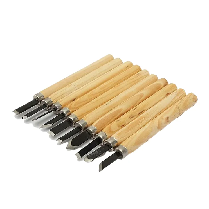 Keep Smiling 10pcs Woodcarving Chisel Set Wooden Handle Hand Carving Tool Wood Carving Tools Art Supplies