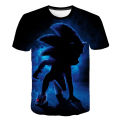 New Yellow Sonic T-shirt Children's Wear Boys' 3D Cartoon Game Super Mario Boys' Clothing Women's T-shirts Girls' Summer Wear. 