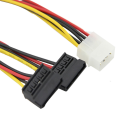 4 Pin IDE Male Molex to Dual SATA Female 15 Pin Y Splitter HDD/SSD Power Supply Cable. 